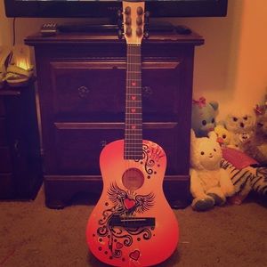 Pink Rebellious Acoustic Guitar 💕🖤